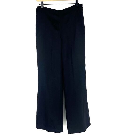 Ralph Lauren Pants Size 6 Womens Black Silk Trousers Wide Leg Quiet Luxury Luxe - Picture 1 of 7